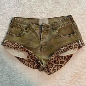 One Teaspoon Camo Cheetah Bandits Jean Shorts